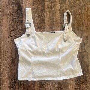 Elegant White Camisole with Buckle Straps